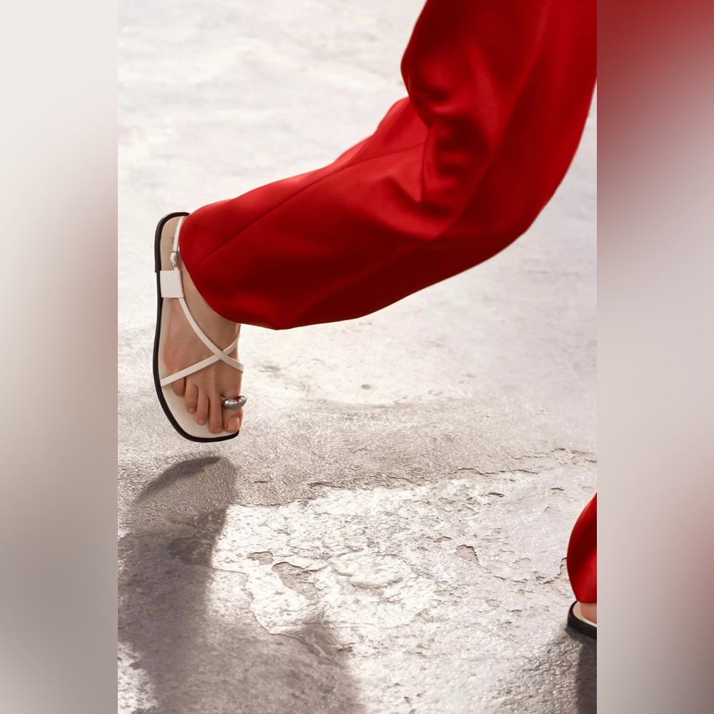 Zara Flat Strappy Sandal with Metal Embellishment